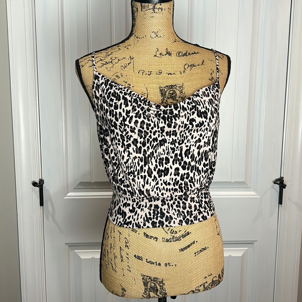 Urban Outfitters Women's Leopard Print Cowl Neck Cami Crop Top - Size MED